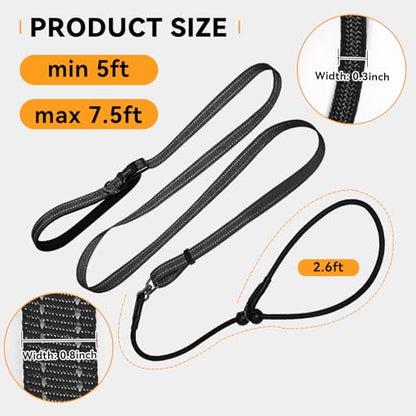 Hands Free Slip Lead Dog Leash, Crossbody & Waist Leash for Walking Running, No-Pull Dog Training Lead for Small & Medium Dogs, Multifunctional Adjustable Lead 4-8FT. (Black) - color: Black