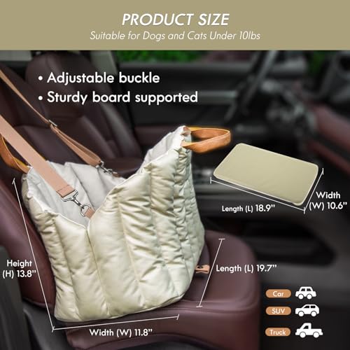 ClevaHome Small Dog Car Seat & Travel Carrier & Pet Bed, Non-Slip Booster Seat for Dogs up to 10lbs, Fashionable Pet Carrier Bag for Indoor and Outdoor - style: Polyester