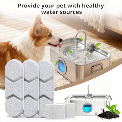 12 Packs Large Dogs Water Fountain Filters Specifically For The Models DYSJ01/FW120/WF160 With Capacities Of 4.2Gal/16L And 410oz/3.2Gal/12L Design And Production (12 Filters&12 Sponges)