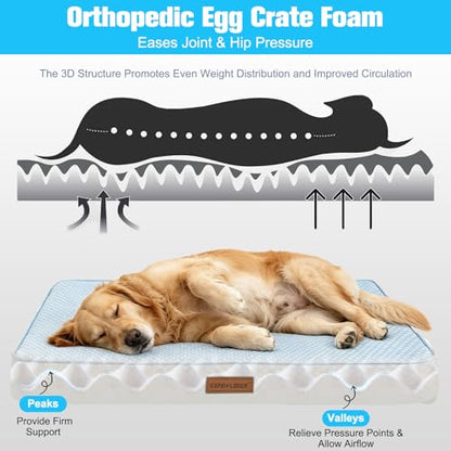 EXPAWLORER Dog Cooling Mat, 30*20in Upgraded Thick Non-Slip Bed Pad with Chill Soothing Fabric for Medium Dogs Cats Pets in Summer Keep Cool, Portable Washable Kennel Bed with Waterproof Inner Cover - size: M( 30.0"L x 20.0"W x 3.0"Th)