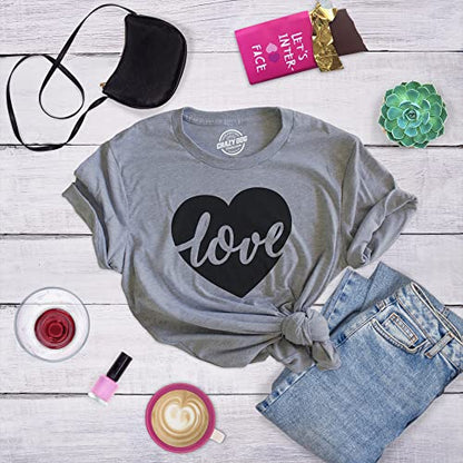 Womens Valentines Shirts Cute Heart T Shirts Funny Valentines Day Tees for Ladies - color: Dark Heather Grey - Love Heart, size: X-Large