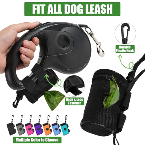 Dog Poop Bag Holder for Leash Attachment - Waste Bag Dispenser for Leash - Fits Any Dog Leash - Portable Set with Hand Free Holder Metal Carrier, Round Shape, Pink - color: Pink