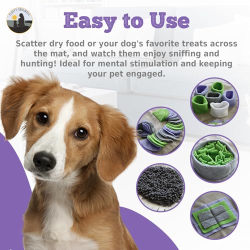 Paw Shaped Snuffle mat 29"x29" for Small, Medium, Big Size Dogs, Cats; Interactive Slow Feeding Sniffing mat for Mental Stimulation, Puzzle Toy for Encourages Natural Foraging Skills