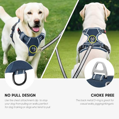 Timos Dog Harness Small Sized, No Pull Pet Harness with Neck Lockable Snap,No Choke Front Clip Dog Reflective Vest,Adjustable Metal Rings 3 Buckles,Easy Control Handle for Small Dogs Royal Blue S - color: Lock Royal Blue, size: Small (Pack of 1)