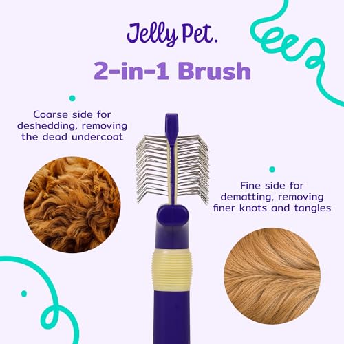 Jelly Pet Double Sided Dog Slicker Brush, Longer Pins, Flexible Head, Fine/Coarse Sides, Removes Unwanted Tangles, Small, Purple - size: Small