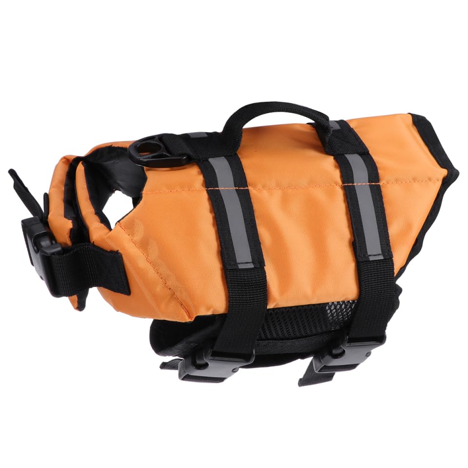 GANAZONO Jacket Ripstop Pet Life Preserver with Handle Reflective Orange Safety Vest for Dogs Quick Release Buckles Breathable Xs for Swimming Boating Walking