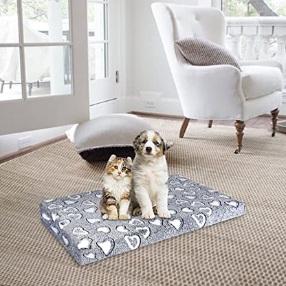 VANKEAN Reversible Cool and Warm Dog Bed Mat for Crates - Stylish Pad With Waterproof Inner Linings and Removable Machine Washable Cover, Firm Support for Small to XX-Large Dogs, Grey - size: S(24 x 18 x 3")