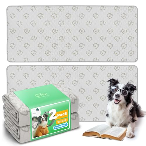 FXW Washable Pee Pads for Dogs, Puppy Pads with Super Absorbent, Specifically Designed for Potty Training, 30" x 70" Rectangle, Khaki, 2 Packs - color: Khaki, size: 30" x 70" (2 Packs)