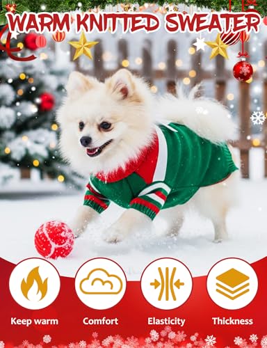 Dog Christmas Sweater, Soft Warm Pet Clothes Coat for Small Medium Large Dogs and Cats Boy Girl, Fall Cozy Holiday Turtleneck Knitting Collar Pullover Pup Outfit Costume for Thanksgiving New Year