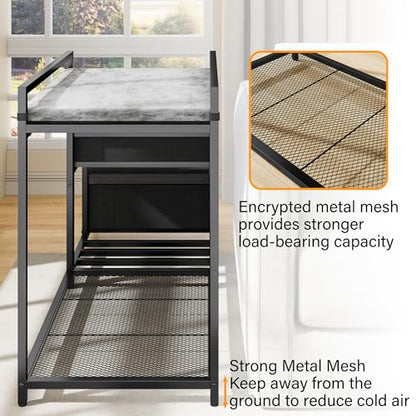 kepptory Pet Bunk Bed with Stairs and Storage, Dog Beds Attachment to Human Bed, Bedside Dogs Cot for Small, Medium Cats & Dogs, Pet Window Perch (Grey) - color: Grey