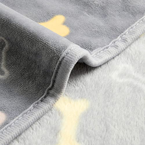 Allisandro Luxurious Dog Blanket, 350 GSM Super Fuzzy Microplush Fleece Pet Blankets for Small Medium Large Dogs and Cats, Grey Bone, 64 x 40 Inches - color: Grey Bone, size: 64" x 40"