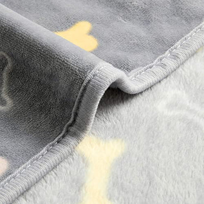 Allisandro Luxurious Dog Blanket, 350 GSM Super Fuzzy Microplush Fleece Pet Blankets for Small Medium Large Dogs and Cats, Grey Bone, 64 x 40 Inches - color: Grey Bone, size: 64" x 40"