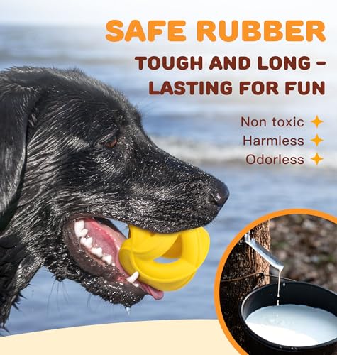 Natural Rubber Indestructible Dog Toys, Durable Dog Chew Toys for Aggressive Chewers - Interactive Dog Toy Balls for Anxiety Relief, Safe for Most Breeds, Fetch Training, 4", Lemon - color: Lemon