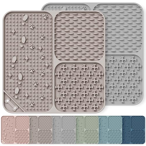 Lick Mat for Dogs Cats(2pcs, Small, 5.9") Easy Clean Silicone Licking Pad Slow Feeder for Pets with Suction Cups, Enrichment Accessories Anxiety Boredom Relief, Keep Them Busy for Bathing