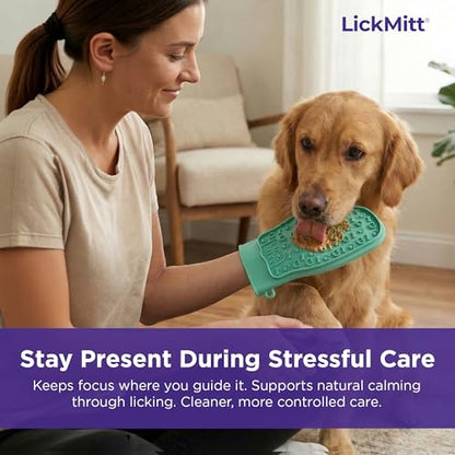 Lixy Pet LickMitt – Dual-Sided Calming & Grooming Mitt for Dogs and Cats – Human-Held Silicone Treat Mitt for Anxiety Relief, Bonding & Shedding – BPA-Free, Food-Grade, Easy Clean – Green - color: Green