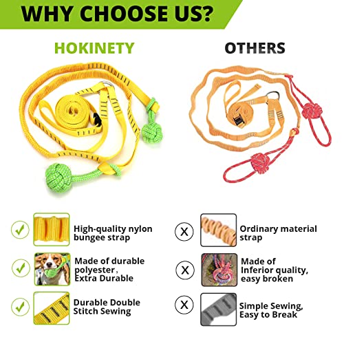Dog Hanging Bungee Tug Toy for Two Dogs: Interactive Tether Tug-of-War for Pitbull Small to Large Dogs to Exercise - Durable Retractable Tugger Dog Rope Toy with 2 Chew Rope Toys - size: X-Large-Yellow-for 2 Dogs