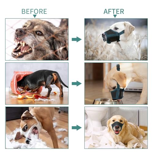 HEELE Dog Muzzle,Soft Nylon Muzzle Anti Biting Barking Chewing,Air Mesh Breathable Drinkable Adjustable Loop Pets Muzzle for Small Medium Large Dogs (Blackish Green, S) - color: Blackish Green, size: S