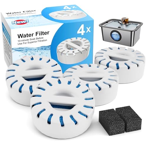 4-Pack Replacement Water Filters for IAD Large Dog Water Fountain | BPA-Free | Lasts 2 Months per Filter | Compatible with Stainless Steel Pet Fountains