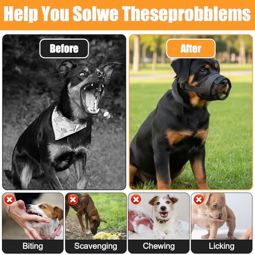 Dimeho Dog Muzzle Set for Small Medium Large Dogs, Breathable Mesh Guard Anti-Biting Chewing Mesh Muzzle with Adjustable Strap for Grooming Walking Vet Visiting Chewing Protection(9 PCS)