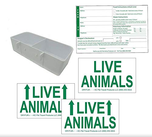 Kennel Travel Kit for Pets - Hook-On Dish & Live Animal Labels (Petite) - size: Petite (Pack of 1)