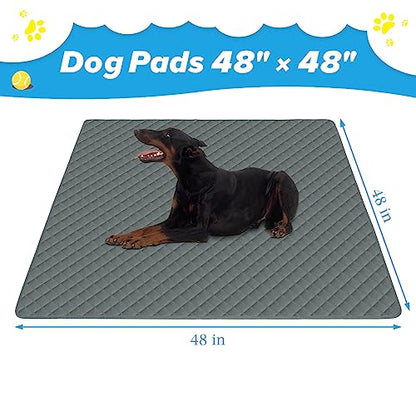 Washable Pee Pads for Dogs 48"x48" Reusable Puppy Pad Pet Training Pads, Waterproof Mat Non-Slip, Dog Pee Pad Whelping Pads Dog Mat-Playpen,Crate,Sofo,Car,Potty,Bed - size: 48"×48"