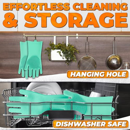 Cat & Dog Shampoo Gloves with 3000 Soft Bristles – 2-in-1 Dog Bath Gloves 11.6", Durable Silicone, Saves Shampoo | Massage, Grooming & Clean Wet or Dry – Made for Every Breed & Coat Style (Turquoise) - color: Turquoise