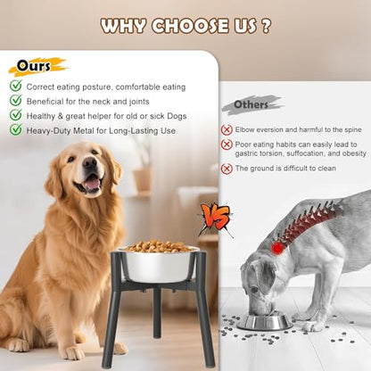 SHAINFUN Raised Dog Bowl Stand for Large Dogs with Tray, Adjustable Width 7 to 10.6", Elevated Tall Food Water Stand (Bowl Not Included) - color: Black-MR, size: Height: 11", Width: 7-10.6"