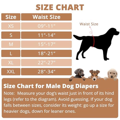 Paw Legend Washable Dogs Diapers Male Dog Belly Bands for Male Dogs Diapers Reusable Puppy & Doggie Diapers Male (4 Pack, X-Large) - color: Solid, size: X-Large