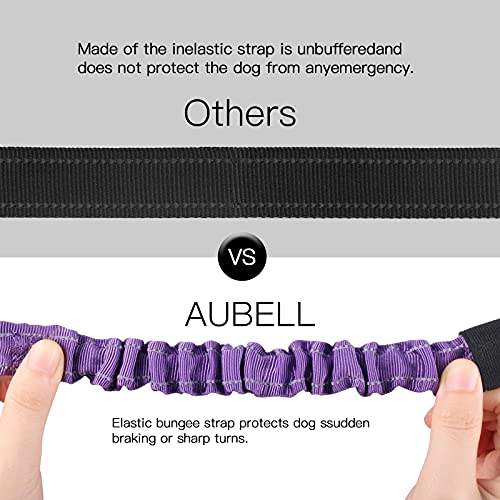 AUBELL Dog Seat Belt for Car,2 Pack Set 3-in-1 Adjustable Reflective Bungee Heavy Duty Dog Car Harness Tether with Clip Hook Latch & Buckle,Swivel Zinc Alloy Carabiner,Black+Purple - color: Set Black+Purple