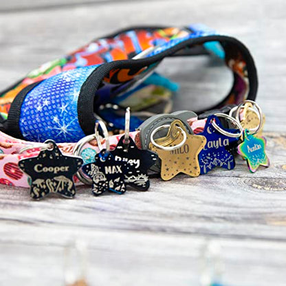 Personalized Dog Tag with 5 Lines of Custom Deep Engraved Durable Stainless Steel Pet ID Name Tag Designer Small Size Star - size: Small, style: Star