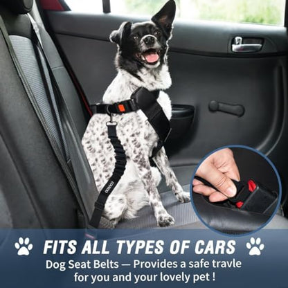 COOYOO Dog Seat Belt,Retractable Dog Car Harness Seat Belt for Car Adjustable Nylon Pet Safety Seat Belts Heavy Duty & Elastic Bungee Buffer - color: 06-Gray Blue
