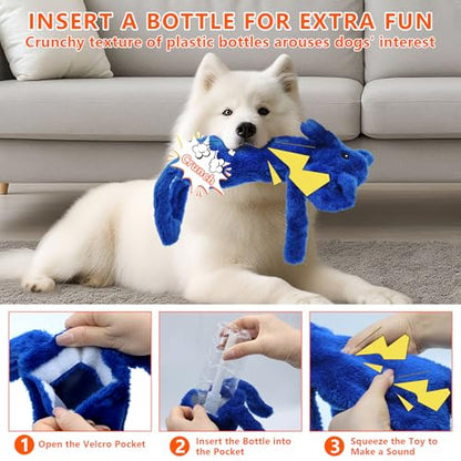 3 Pack No Stuffing Dog Toys, Dog Squeaky Toy to Keep Them Busy, Interactive Crinkle Puppy Toy for Boredom, Christmas Thanksgiving Gift for Small, Medium Dogs