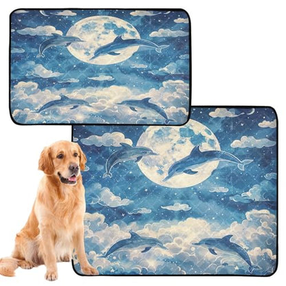 Qilmy Dolphin Pet Mat, Waterproof Reusable Dog Training Pad Anti-Slip Pet Creat Pad for Small Medium Large Dogs and Cats - size: Smallx3