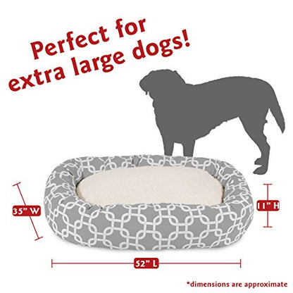Majestic Pet 52 Inch Links Sherpa Calming Dog Bed Washable – Cozy Soft Round Dog Bed with Spine for Head Support - Fluffy Donut Dog Bed 52x35x11 (inch) – Round Pet Bed X- Large - GRAY - color: Gray, style: 52 in.