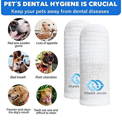 Pet Toothbrush for Small to Large Dogs Cats,Soft High Grade Finger Toothbrush,Teeth Oral Cleaning,Dental Care, 1 Set for Two Fingers White (6)