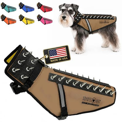 CoyoteVest Dog Harness | Stab-Resistant Protective Vest | Coyote Vest for Dogs | Defends Against Coyotes, Dogs, Birds of Prey | Reflective Safety, Made in USA (Small, Texas Tan) - color: Texas Tan, size: Small
