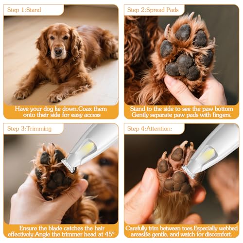OneNine Pet Hair Trimmer for Paws – Cat Hair Trimmer & Hair Trimmer for Dogs, Cordless Rechargeable Electric Grooming Clippers for Small Medium Large Pets