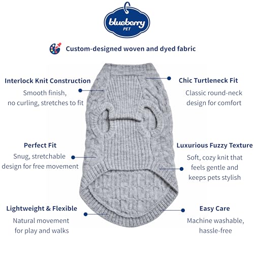 Blueberry Pet Dog Sweater, Christmas Style, Classic Fuzzy Knit Pullover, Heather Grey, 12" Back Length, Small Dog Sweater, Vest, Puppy Clothes,Pajamas,Accessories - color: Heather Grey, Crew-neck, size: 12 inch