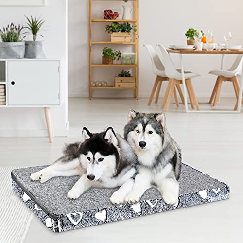 VANKEAN Dog Crate Mat Reversible Cool and Warm, Stylish Dog Bed for Crate with Waterproof Inner Linings and Removable Machine Washable Cover, Firm Support Dog Pad for Small to XX-Large Dogs, Grey - size: XXL(48 x 30 x3")
