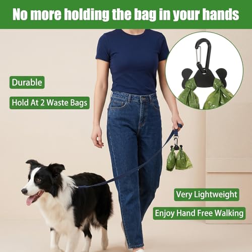 3 PCS Dog Poop Bag Holder, Waste Holder for Dispenser Carrier, Leash Pet Waste Bag Reusable Fastener Straps for Leash or Backpack Attachment Black Holders