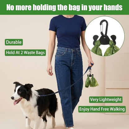 3 PCS Dog Poop Bag Holder, Waste Holder for Dispenser Carrier, Leash Pet Waste Bag Reusable Fastener Straps for Leash or Backpack Attachment Black Holders