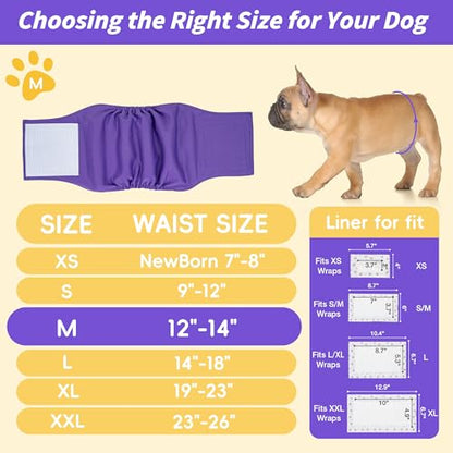 MICOOYO Male Dog Belly Bands Washable, Reusable Dog Diapers Male, Doggy Diapers for Puppy Training, Incontinence, Marking, M, Pack of 3