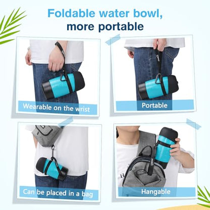 Pecute Upgraded 22 oz Dog Water Bottle with 5 oz Food Container, Portable Dog Travel Water Bottle Dispenser, Leakproof, BPA Free, Lightweight, Pet Water Bottle Bowl for Outdoor Walking Hiking Camping | Portable, Leakproof, BPA Free, Foldable bowl, Lightwe