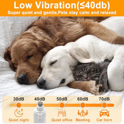 Dog Nail Clippers and Grinder with LED Light, 2-in-1 Professional Electric Pet Nail Trimmer, Quiet & Rechargeable Paws Grooming Tool for Small, Medium, Large Dogs & Cats