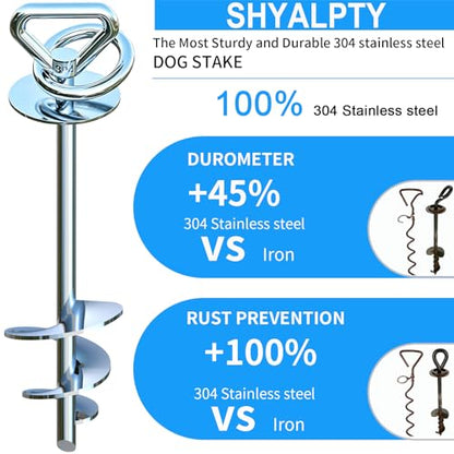Dog tie Out Cable and Stake,with 15 ft Heavy Duty Cable,360° Swivel Dog Runner for Yard,Dog Run Anchors for Large Dogs up to 200 lbs-Ideal for Outdoor Camping - size: dog stake+15ft cable