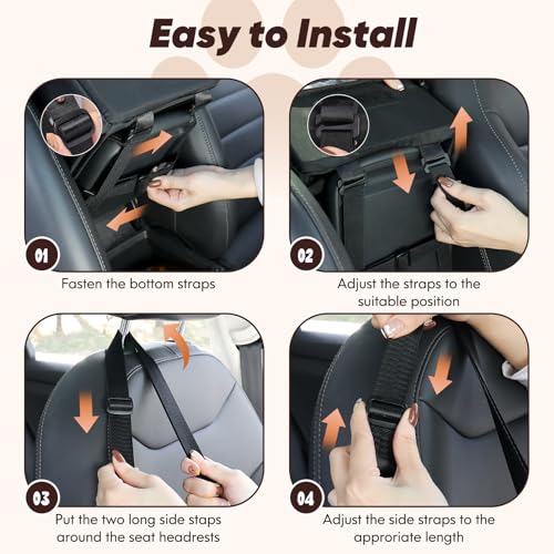 QUMY Dog Car Seats for Small Dogs Up to 11lbs, Portable Center Console Dog Booster Seat, Multi-Purpose Puppy CarSeat with Adjustable Safety Belt, Travel Pet Car Carriers for Small Dogs and Cat, Black - color: Black