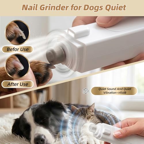 2-in-1 Cat Nail Clippers & Dog Nail Clippers with Light, Rechargeable Pet Nail Trimmer for Dogs & Cats, Quiet Electric Nail File with Safety Guard, Nail Catcher & 3 Speeds for Small Medium Large Pets - color: white