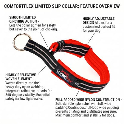 ComfortFlex Limited Slip Martingale Collar, Small, Red | American made, designed, cut, assembled, sewn in USA, wide escape proof martingale design, premium padding, gentle control - color: Red, size: Small