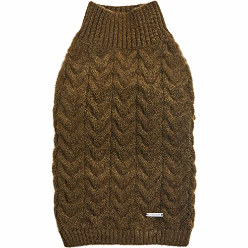 Blueberry Pet Classic Fuzzy Textured Knit Pullover Turtle-Neck Dog Sweater in Dark Olive - Award-Winning Christmas Sweater for Small Dogs 10" - color: Dark Olive, Turtle-neck, size: 10 inch