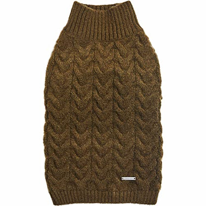 Blueberry Pet Classic Fuzzy Textured Knit Pullover Turtle-Neck Dog Sweater in Dark Olive - Award-Winning Christmas Sweater for Small Dogs 10" - color: Dark Olive, Turtle-neck, size: 10 inch